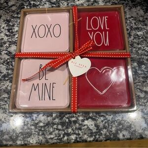 Rae Dunn Pink and Red Coaster Set